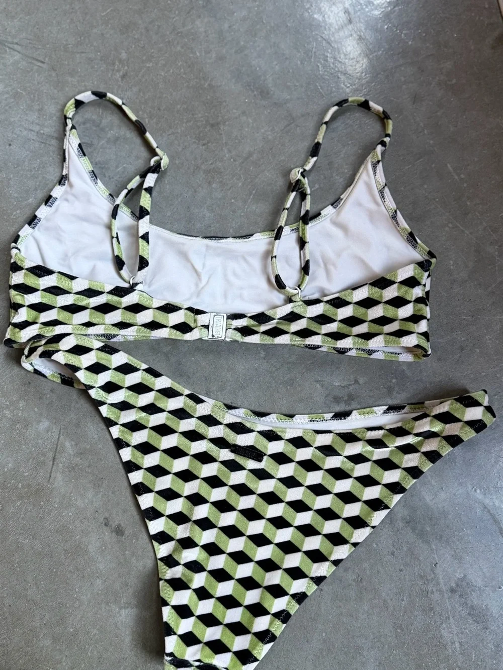 Triangl swimwear Black, White and Lime Geometric Bikini Set!